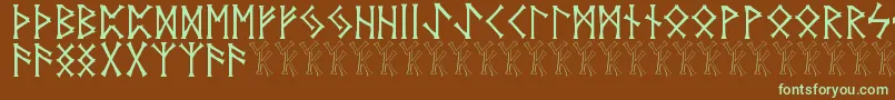 Vidnorse-Schriftart – Grüne Schriften auf braunem Hintergrund