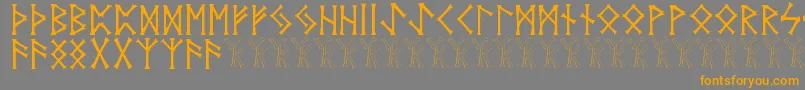 Vidnorse-Schriftart – Orangefarbene Schriften auf grauem Hintergrund