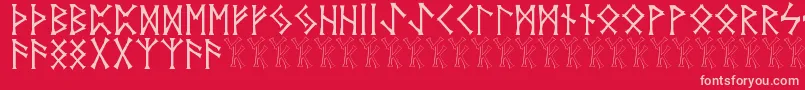 Vidnorse-Schriftart – Rosa Schriften auf rotem Hintergrund