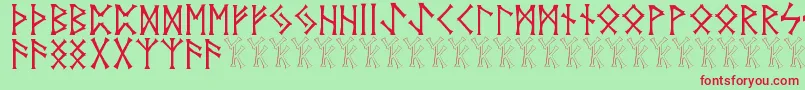 フォントVidnorse – 赤い文字の緑の背景