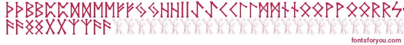 Vidnorse-Schriftart – Rote Schriften auf weißem Hintergrund