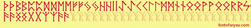 フォントVidnorse – 赤い文字の黄色い背景