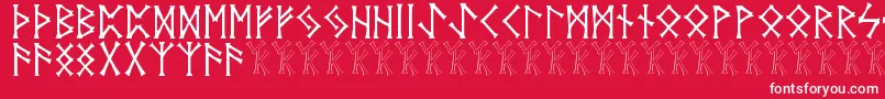 Vidnorse-Schriftart – Weiße Schriften auf rotem Hintergrund
