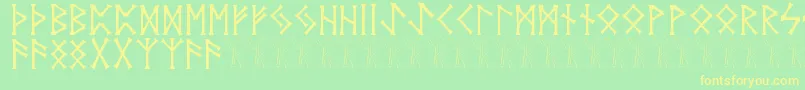 Vidnorse-fontti – keltaiset fontit vihreällä taustalla