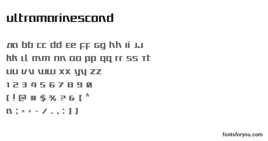 Schriftart Ultramarinescond – Alphabet, Zahlen, spezielle Symbole