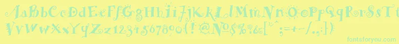 FunstuffBold-Schriftart – Grüne Schriften auf gelbem Hintergrund