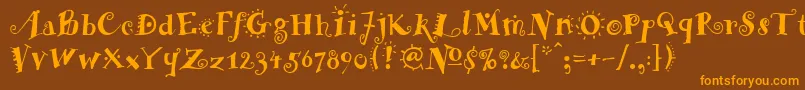 FunstuffBold Font – Orange Fonts on Brown Background