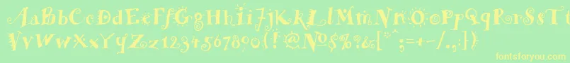 FunstuffBold Font – Yellow Fonts on Green Background