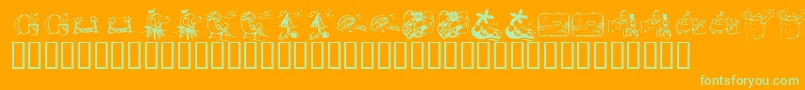 KrSummerVacation2002 Font – Green Fonts on Orange Background