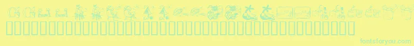 KrSummerVacation2002 Font – Green Fonts on Yellow Background