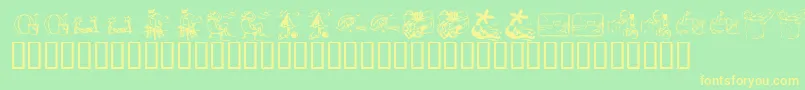 KrSummerVacation2002 Font – Yellow Fonts on Green Background