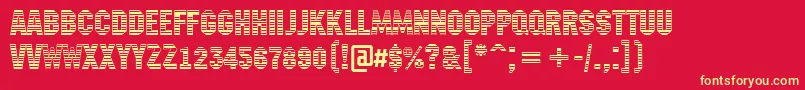 Machinanovastrmini Font – Yellow Fonts on Red Background