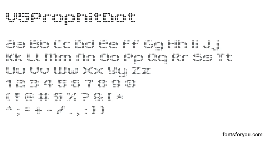 A fonte V5ProphitDot – alfabeto, números, caracteres especiais