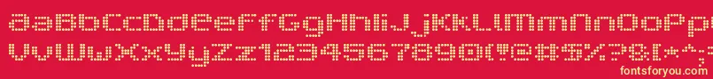 V5ProphitDot-fontti – keltaiset fontit punaisella taustalla