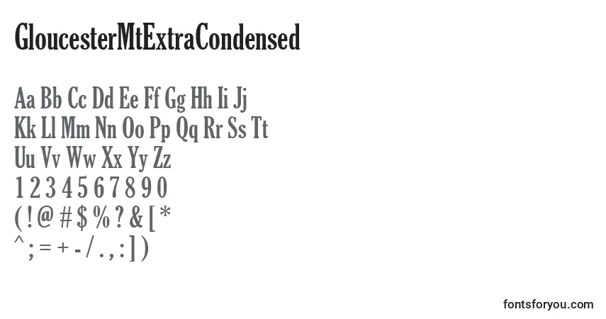 A fonte GloucesterMtExtraCondensed – alfabeto, números, caracteres especiais