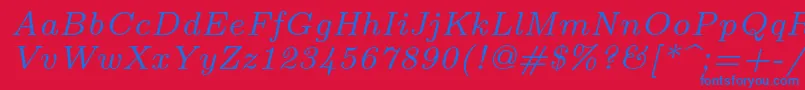 fuente Lmroman7Italic – Fuentes Azules Sobre Fondo Rojo