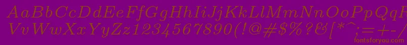 Lmroman7Italic Font – Brown Fonts on Purple Background