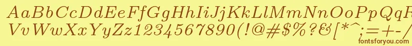 Шрифт Lmroman7Italic – коричневые шрифты на жёлтом фоне