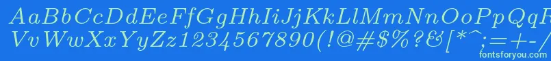 Шрифт Lmroman7Italic – зелёные шрифты на синем фоне