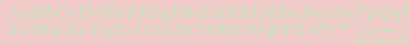 Lmroman7Italic-Schriftart – Grüne Schriften auf rosa Hintergrund