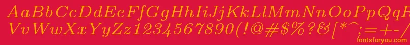 Lmroman7Italic Font – Orange Fonts on Red Background