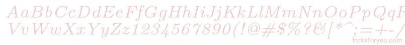 フォントLmroman7Italic – 白い背景にピンクのフォント