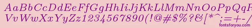 Шрифт Lmroman7Italic – фиолетовые шрифты на розовом фоне