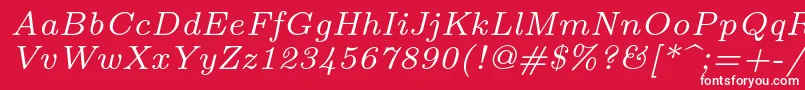 Шрифт Lmroman7Italic – белые шрифты на красном фоне