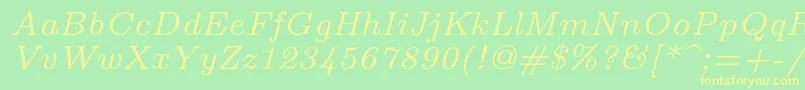 fuente Lmroman7Italic – Fuentes Amarillas Sobre Fondo Verde