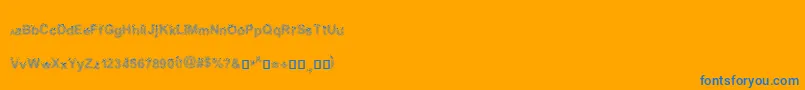 Weitere Informationen zur HalfToneArial-Schriftart HalfToneArial-Schriftart – Blaue Schriften auf orangefarbenem Hintergrund