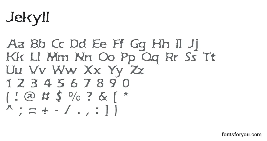 Schriftart Jekyll – Alphabet, Zahlen, spezielle Symbole