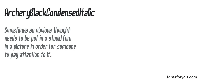 Review of the ArcheryBlackCondensedItalic Font