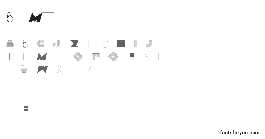 Schriftart BossMThree (78099) – Alphabet, Zahlen, spezielle Symbole