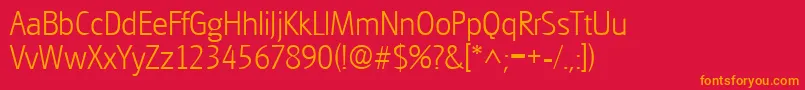 GouditaSansLightSf-Schriftart – Orangefarbene Schriften auf rotem Hintergrund
