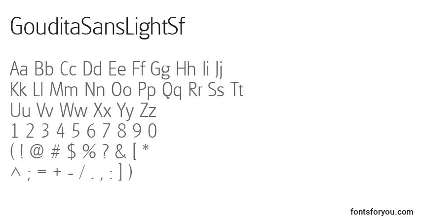 characters of gouditasanslightsf font, letter of gouditasanslightsf font, alphabet of  gouditasanslightsf font