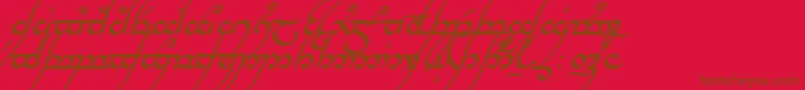 Tnganbi-Schriftart – Braune Schriften auf rotem Hintergrund