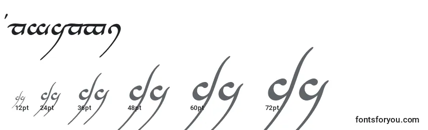 Размеры шрифта Tnganbi