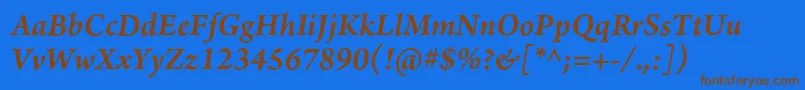 ArnoproSemibolditalic10pt Font – Brown Fonts on Blue Background