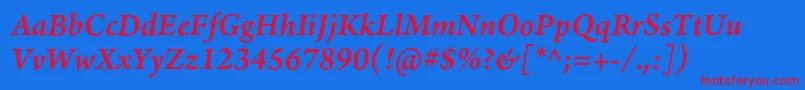 ArnoproSemibolditalic10pt Font – Red Fonts on Blue Background