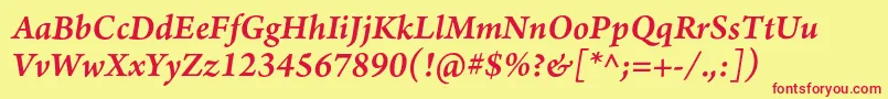 ArnoproSemibolditalic10pt Font – Red Fonts on Yellow Background