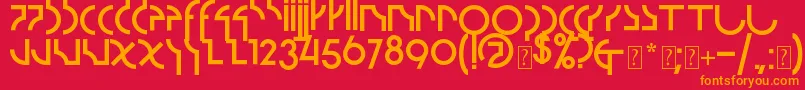 フォントStrzeminski – 赤い背景にオレンジの文字