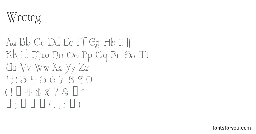 Schriftart Wretrg – Alphabet, Zahlen, spezielle Symbole