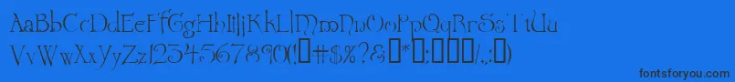 Wretrg Font – Black Fonts on Blue Background