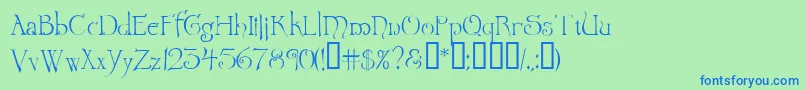 Wretrg Font – Blue Fonts on Green Background