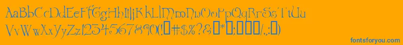 Wretrg Font – Blue Fonts on Orange Background
