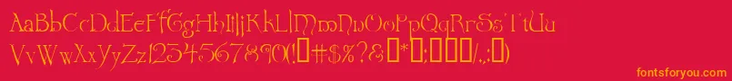 Wretrg Font – Orange Fonts on Red Background