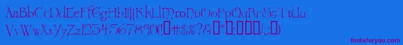 Wretrg Font – Purple Fonts on Blue Background