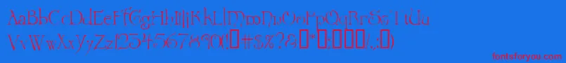 Wretrg Font – Red Fonts on Blue Background