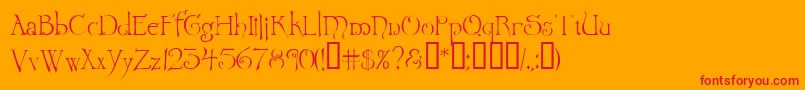 Wretrg Font – Red Fonts on Orange Background