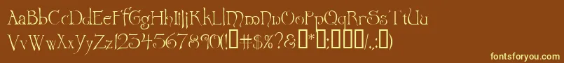 Wretrg-fontti – keltaiset fontit ruskealla taustalla